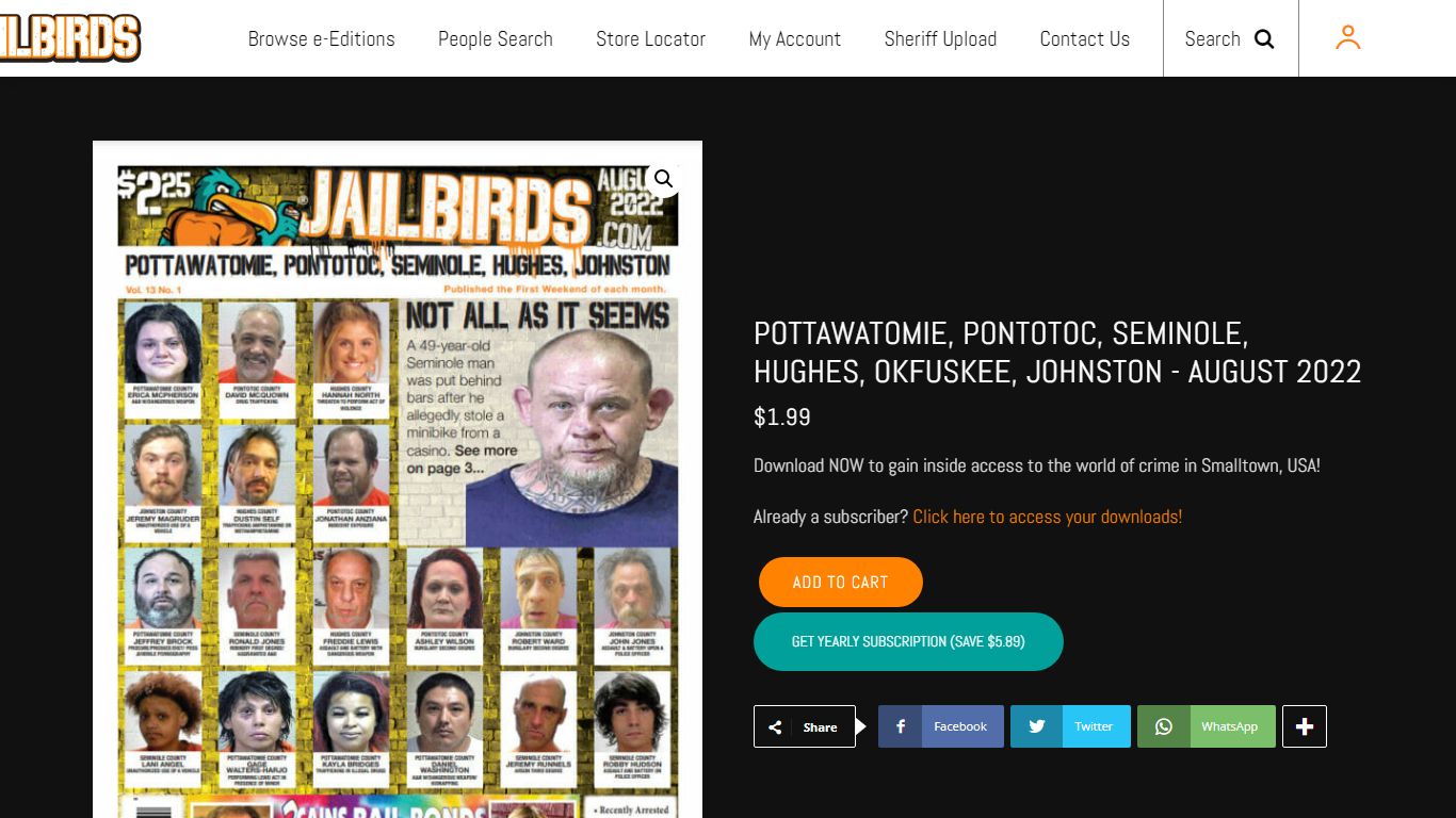 POTTAWATOMIE, PONTOTOC, SEMINOLE, HUGHES, OKFUSKEE, JOHNSTON - JAILBIRDS